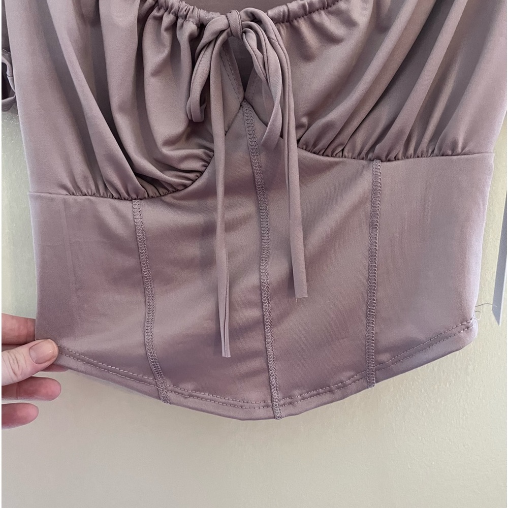 NWOT Silky purple crop top, makes boobs look great - Picture 3 of 4